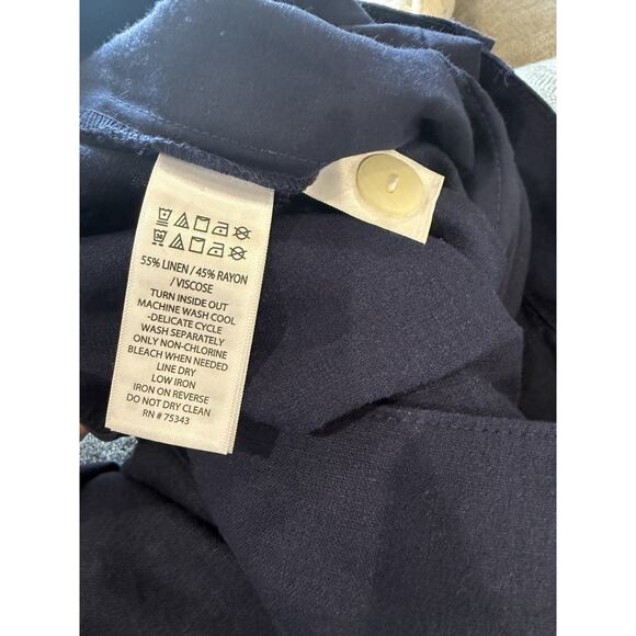 Christian Siriano Linen Blend Wide Leg Trouser Pants Size 6 Navy Blue NWT - Picture 9 of 9